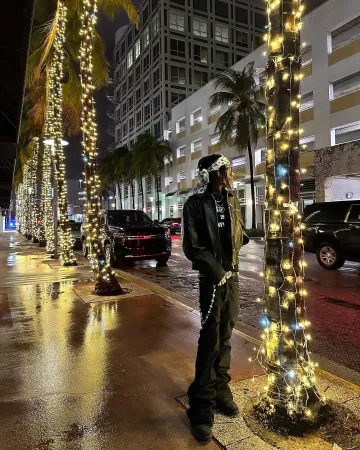 Enfants Riches Deprimés Black Leather 'Opium Den' Jacket worn by Lil Tecca on the Instagram account @liltecca