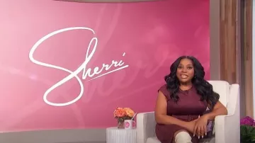 Ann Taylor Faux Suede Belted Sheath Dress worn by Sherri Shepherd as seen in Sherri on January 9, 2024