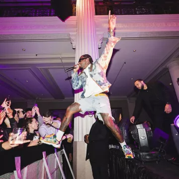 Chrome Hearts Orange 'Gunslinger' Belt worn by Offset on the Instagram account @offsetyrn
