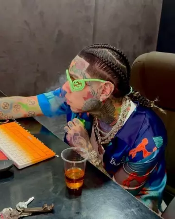 Gucci Light Green GG-Hinge Sunglasses (GG1325S) worn by 6ix9ine on the Instagram account @6ix9ine