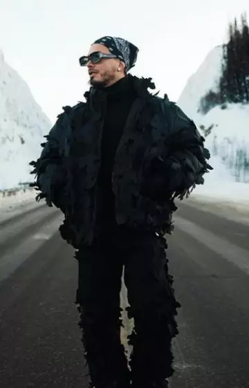 Off-White x Post Archive Faction Black Leaves Pants worn by J Balvin on the Instagram account @jbalvin