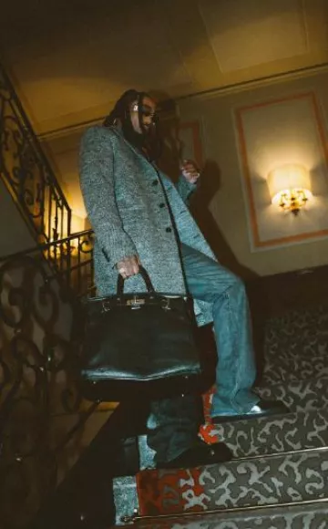 Hermès Black 'HAC Birkin 50' Bag worn by Quavo on the Instagram account @quavohuncho