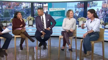 J. Crew Cashmere Crewneck Sweater With "Take Care" Embroidery worn by Dylan Dreyer as seen in Today on  January 12, 2024