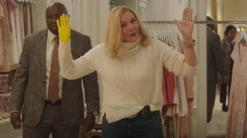 Ralph Lauren Polo Side Slit Cable Turtleneck worn by Margaret Monreaux (Kim Cattrall) as seen in Filthy Rich (S01E02)