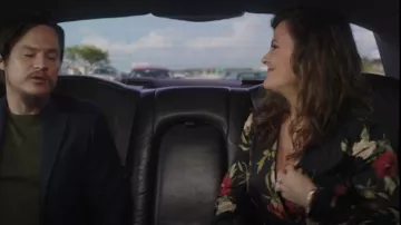 Zimmermann Eye Spy Puff Sleeve Blouse worn by Ginger Sweet (Melia Kreiling) as seen in Filthy Rich (S01E09)