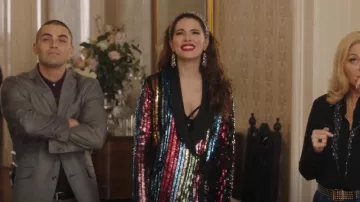 Zara Rhinestone Padded Headband worn by Ginger Sweet (Melia Kreiling) as seen in Filthy Rich (S01E10)