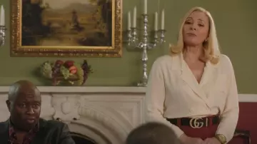 Gucci Leather Belt With Torchon Double G Buckle worn by Margaret Monreaux (Kim Cattrall) as seen in Filthy Rich (S01E07)