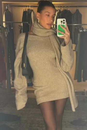 Arakii Scarf Dress worn by  Hailey Bieber on her Instagram Story on January 13, 2024
