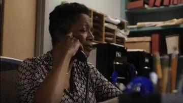 Charter Club Cross-Over Top worn by Carla Jenkins (Linda Boston) as seen in Cobra Kai (S01E02)