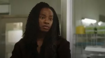 Nanushka Belt­ed Wool Coat worn by June Curtis (Ayisha Issa) as seen in Transplant (S04E09)