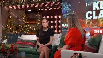 Minifalda Celine con tweed bordado usada por Olivia Rodrigo como se ve en The Kelly Clarkson Show el 11 de enero de 2024