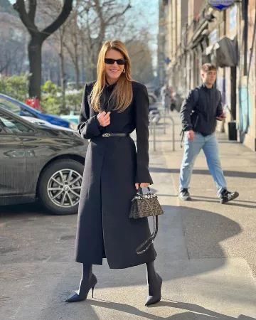 Fendi Peekaboo Iseeu Petite Jacquard Ff Fabric Bag worn by Anna Dello Russo at Fendi Show on January 13, 2024