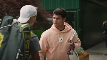 Nike Air Jordan Hoodie Mens Small Orange Pastel Basketball Jumpman Logo Street worn by Carlos Alcaraz as seen in Break Point (S02E02)
