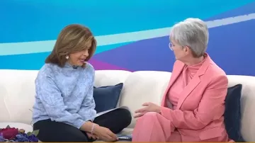 Anthropologie The Beatriz Mock-Neck Sweater worn by Hoda Kotb as seen in Today on January 16, 2024