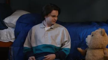 Eddie Bauer Men's Grey and Navy Sweatshirt worn by John Bennett (Max Burkholder) as seen in ted (S01E05)