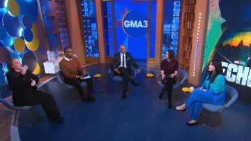 Tahari ASL Mid-Rise Wide-Leg Pants worn by Alaqua Cox as seen in Good Morning America on January 15, 2024