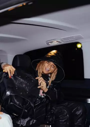 Chrome Hearts Black Leather Fleur-De-Lis Backpack worn by Trippie Redd on the Instagram account @trippieredd