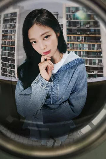 Alaia Denim Vareuse Jacket worn by Jennie Kim at Apartment 404 Poster on January 15, 2024
