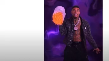 Chaqueta vaquera Bape Black Monogram 'Metal One' usada por NLE Choppa en Smokin On Them (Video musical oficial)