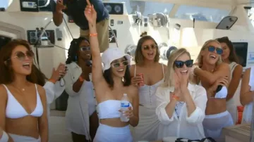 Mini-jupe froncée Lna portée par Rachel Leviss comme on le voit dans Vanderpump Rules (S10E09)