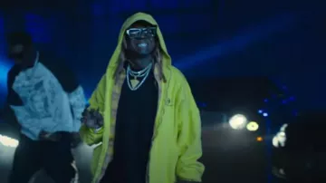 Balenciaga Yellow 'Unity Sports Icon' Flannel Layered Zip Hoodie worn by Lil Wayne in Rob49 - Wassam Baby (with Lil Wayne) [Official Video]
