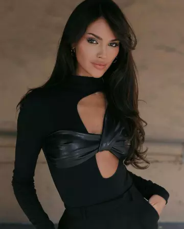 Monica Vinader x Kate Young Gemstone Striped Medium Hoop Earrings worn by Eiza González on her Instagram post on January 19, 2024