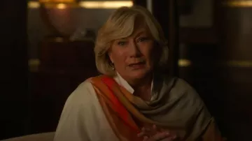 Chlole Painterly Open Front Maxi Ruana worn by Katherine (Jayne Atkinson) as seen in Death and Other Details (S01E02)