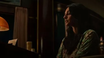 Johanna Ortiz Forbidden Paradise Printed Kimono worn by Leila (Pardis Saremi) as seen in Death and Other Details (S01E02)
