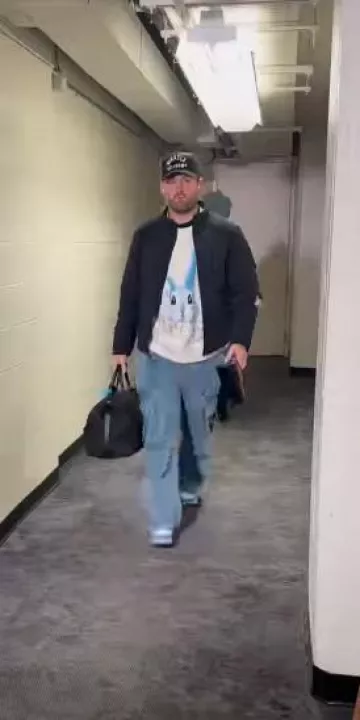 Nahmias Light Wash Blue Baggy Cargo Jeans worn by Baker Mayfield on the Instagram account @bakermayfield