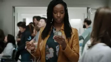 Coach Leather Tailored Bomber Jacket With Piecing worn by June Curtis (Ayisha Issa) as seen in Transplant (S04E10)