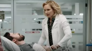 Marella Spazio Dress worn by Elizabeth Bergeron (Marianne Farley) as seen in Transplant (S04E10)