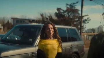 Sergio Hudson Off-the-shoulder Bodysuit worn by Sloane (DeWanda Wise) as seen in Three Women (S01E10)