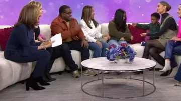 Black Halo Brooklyn Jumpsuit in Pacific Blue worn by Hoda Kotb as seen in Today  with Hoda & Jenna on January 18, 2024