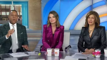 Veronica Beard Anoki Vegan Leather Dickey Jacket worn by Hoda Kotb as seen in Today on January 19, 2024