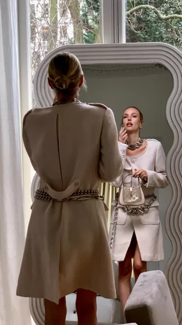 Gucci Wool-Blend Boucle Coat worn by Leonie Hanne on her Instagram Story on January 17, 2024