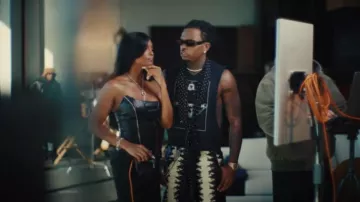 Saint Laurent Black Polka Dot Fringed Scarf worn by Gunna in Turbo x Gunna - Bachelor [Official Video]