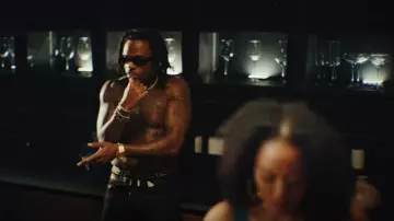 Celine Black Crystal-Buckle 'Marco' Western Belt worn by Gunna in Turbo x Gunna - Bachelor [Official Video]