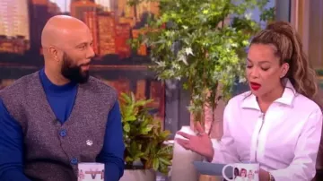 Alaia Poplin Gathered Zip-Front Midi Dress worn by Sunny Hostin as seen in The View on January 23, 2024