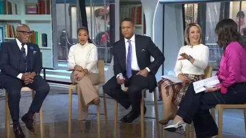 ASTR The Label Ember Wrap Front Turtleneck Sweater worn by Sheinelle Jones as seen in Today on January 24, 2024