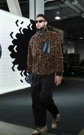 Amiri Leopard Print Fleece Jacket worn by Ben Simmons on the Instagram account @bensimmons