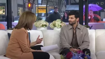 Ami Paris Ami De Coeur Zipped Jacket worn by Jay Shetty as seen in Today on January 26, 2024