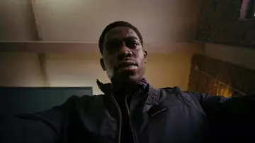 Members Only Jacket in grey worn by Franklin Saint (Damson Idris) as seen in Snowfall TV series outfits (Season 5 Episode 10)