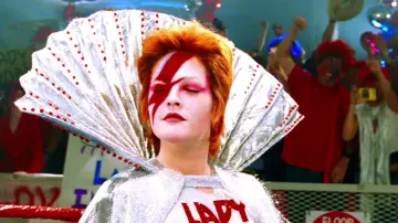 Costumes of Charlie's Angels: Full Throttle: "Lady Insane" Bowie Inspired Wrestling Costume worn by Dylan Sanders (Drew Barrymore) in the movie