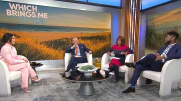 Falda lápiz de punto ombre Tanya Taylor Aria usada por Gayle King vista en CBS Mornings el 16 de enero de 2024