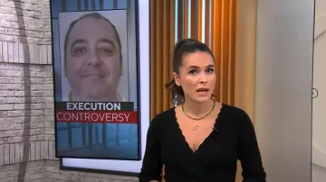 Robe Sezane Cecilia portée par Lilia Luciano vue dans CBS Mornings le 25 janvier 2024