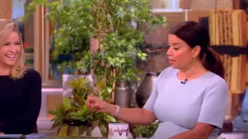 Lafayette 148 Robe évasée à manches courtes en laine mélangée portée par Ana Navarro comme on le voit dans The View le 25 janvier 2024