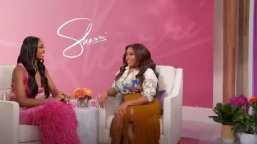 Off-White Botanical Print Silk Button-Up Shirt worn by Sherri Shepherd as seen in Sherri on January 18, 2024