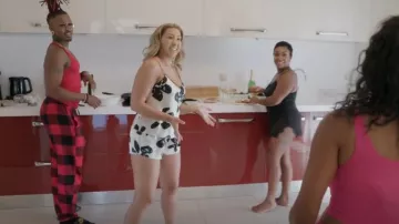 Shein Floral Print Contrast Binding Satin PJ Set worn by Destinee as seen in 90 Day: The Single Life (S04E05)