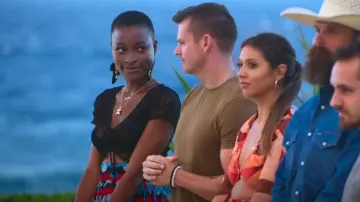 Ragstock Black Diamond Mesh Lace Up Top worn by Tolú Ekundare as seen in The Trust: A Game of Greed (S01E08)