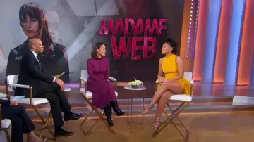 Safiyaa Ratana Ochre Feather-Trimmed Short Dress In Ochre worn by Celeste O'Connor as seen in Good Morning America on  January 30, 2024